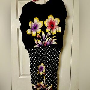 Vintage 90s Lightweight Floral Dress, Oversized Dolman Top Fitted Skirt, unique
